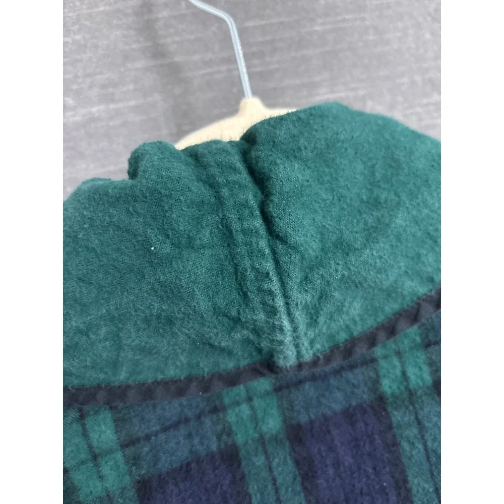 The Vermont Country Store Robe XL Green Blue Plaid Cotton Flannel Belted HEAVY